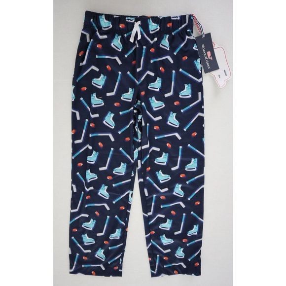 Vineyard Vines 3L001038 Boy's Sz S (8-10) Deep Bay Hockey Poly Knit Lounge Pants - Picture 1 of 6